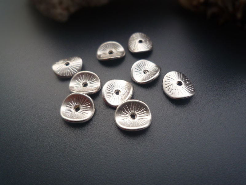 Curved Silver Bead Spacers  - Nickel Free - 20 pcs ( DS21 )