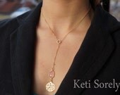 Gemstone Necklace with Monogrammed Initials (Order Any Initials) - Amethyst, Turquoise, Pearl, Onyx, Ruby, Emerald, Rose Quartz