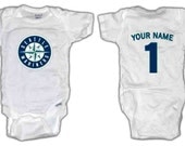 Baseball Seattle Mariners ONESIE with custom name. Baby/Toddler sizes.