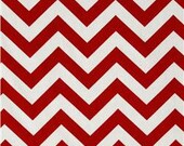 Lipstick Red & White Chevron Fabric Remnant 12" x 76"