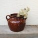 Vintage Stoneware Crock / Brown Glazed Crock / Two Handled Crock Made in USA