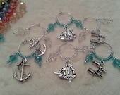 Boxed set of 6 Wine Glass Charms Nautical