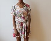 Upcycled Cream Floral Mini Dress