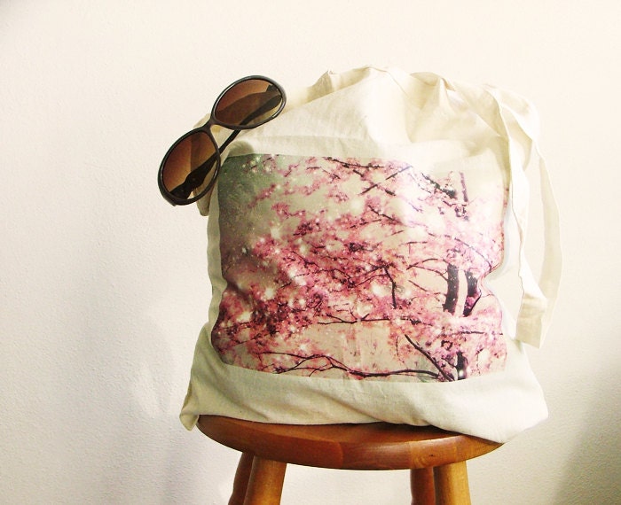 Fairy Tree Bag, Cotton Tote Bag, Pink Shopper Bag, 100% cotton, Pink Design, Romantic shabby chic, Tree Bag - AgaFarrell