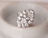 Vintage Rhodium Plated Cubic Zirconia Ring