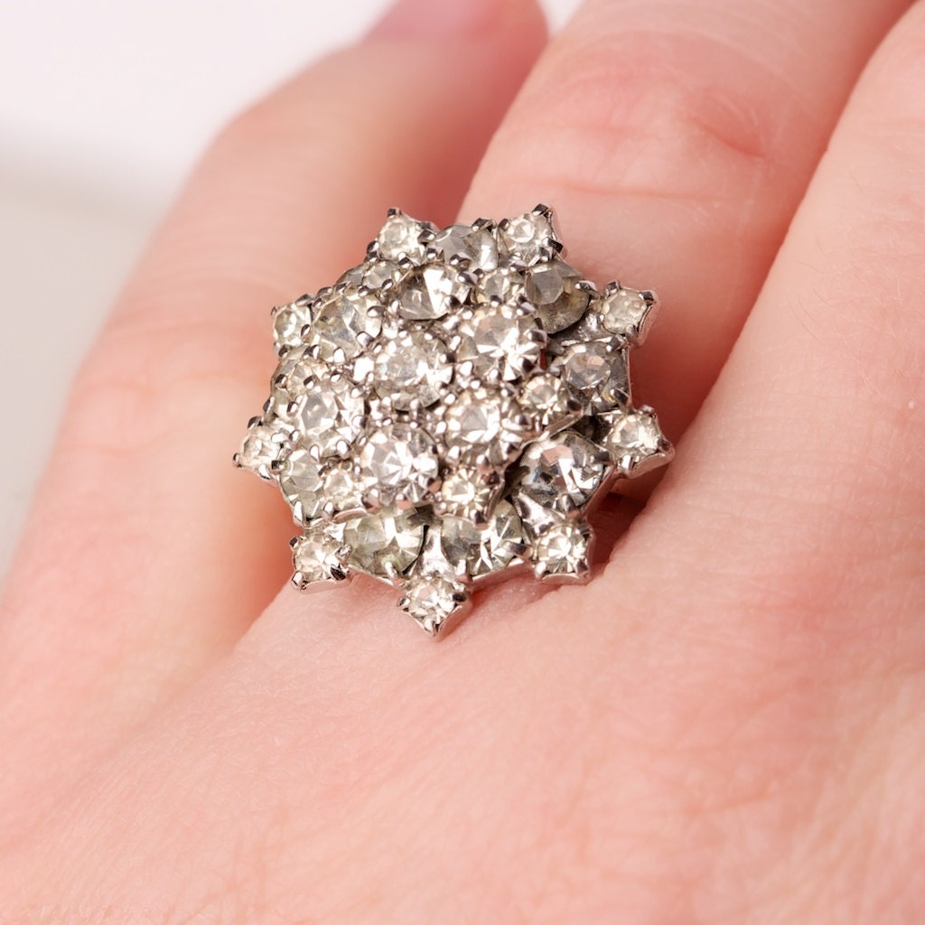 Vintage Tammey Jewels Rhinestone Adjustable Ring