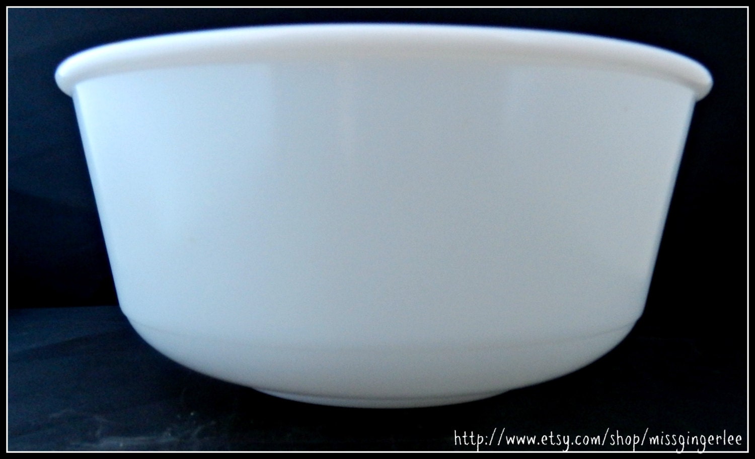 Large vintage round white milk glass mixing bowl