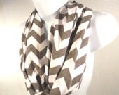 Gray Chevron Infinity Scarf, Circle Scarf, Loop Scarf Cotton Jersey, Spring Scarf, Summer Scarf