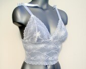 White Stretch Lace Camisole with Ribbon Straps - lingerie or sleepwear