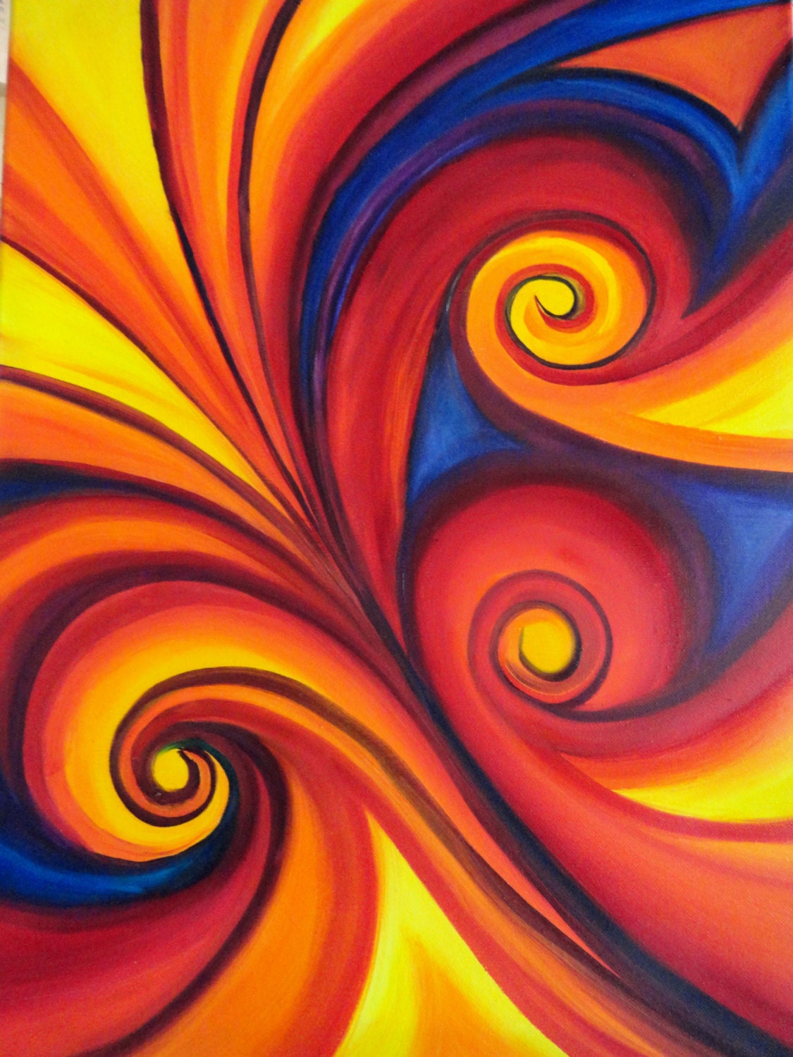 Original Oil Painting - Abstract Swirls - 18" x 24" Canvas - "Vibrant"