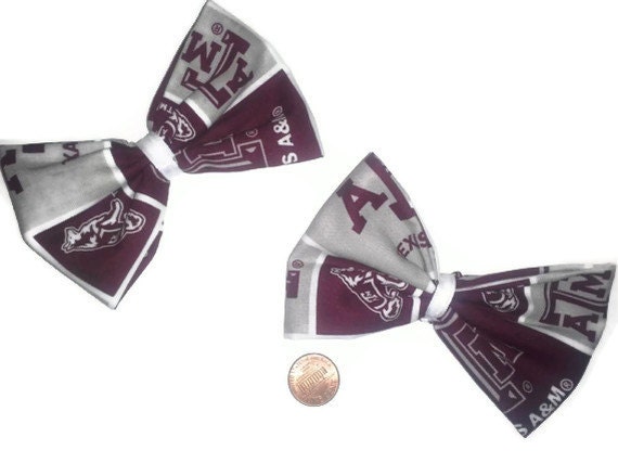 2 Texas A&M Aggies Hair Bows, Womens bows, Sports bows, Aggies bows, Football accessories, Texas, Aggies