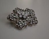 Gorgeous swarovski flower silver brooch vintage