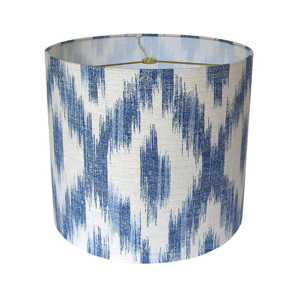 Drum Lamp Shade Lampshade Hastings by F. Schumacher for Waverly Blue Made to Order
