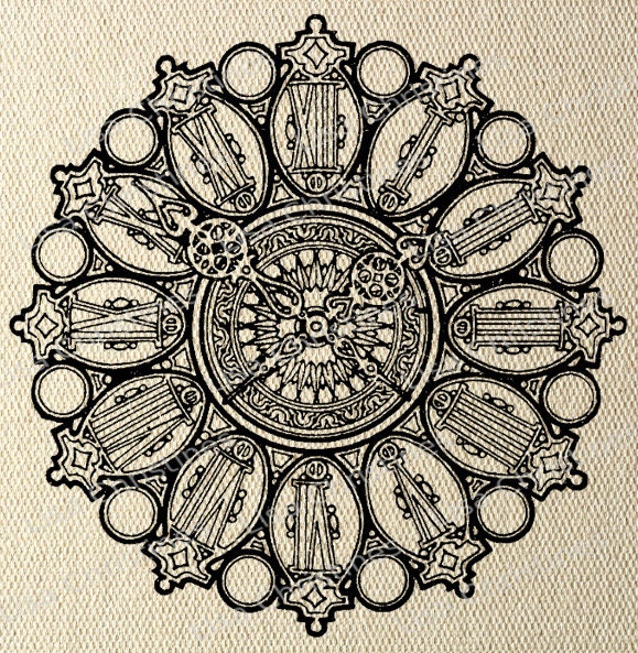Fancy Clock Steampunk Instant Download Digital Transfer Image for Iron On / 9