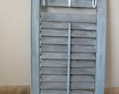 Aqua White Bath Hook Shabby Chic Old Shutter Wall Decor Towel Rustic Metal Holder Cast Iron