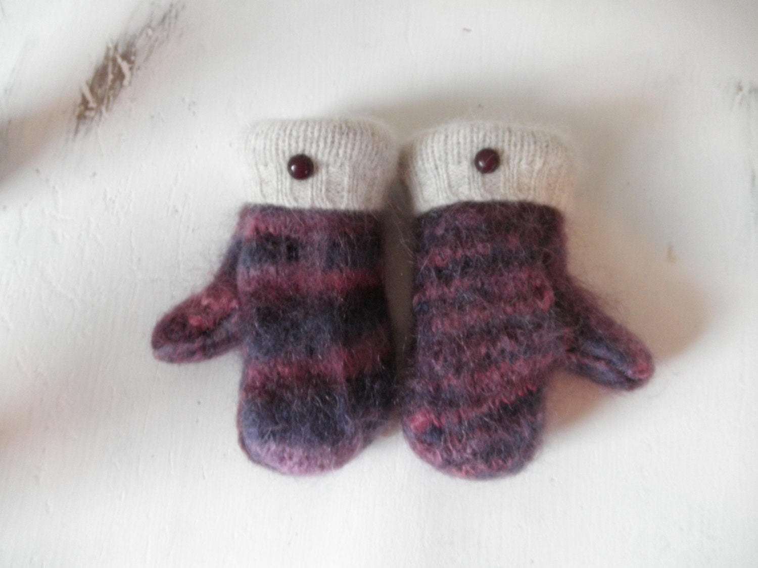 Handmade Children's Recycled Wool Sweater Mittens, Fleece Lined - Small