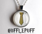 Harry Potter Inspired Necklace Hufflepuff Tie Antique Silver Pendant Necklace