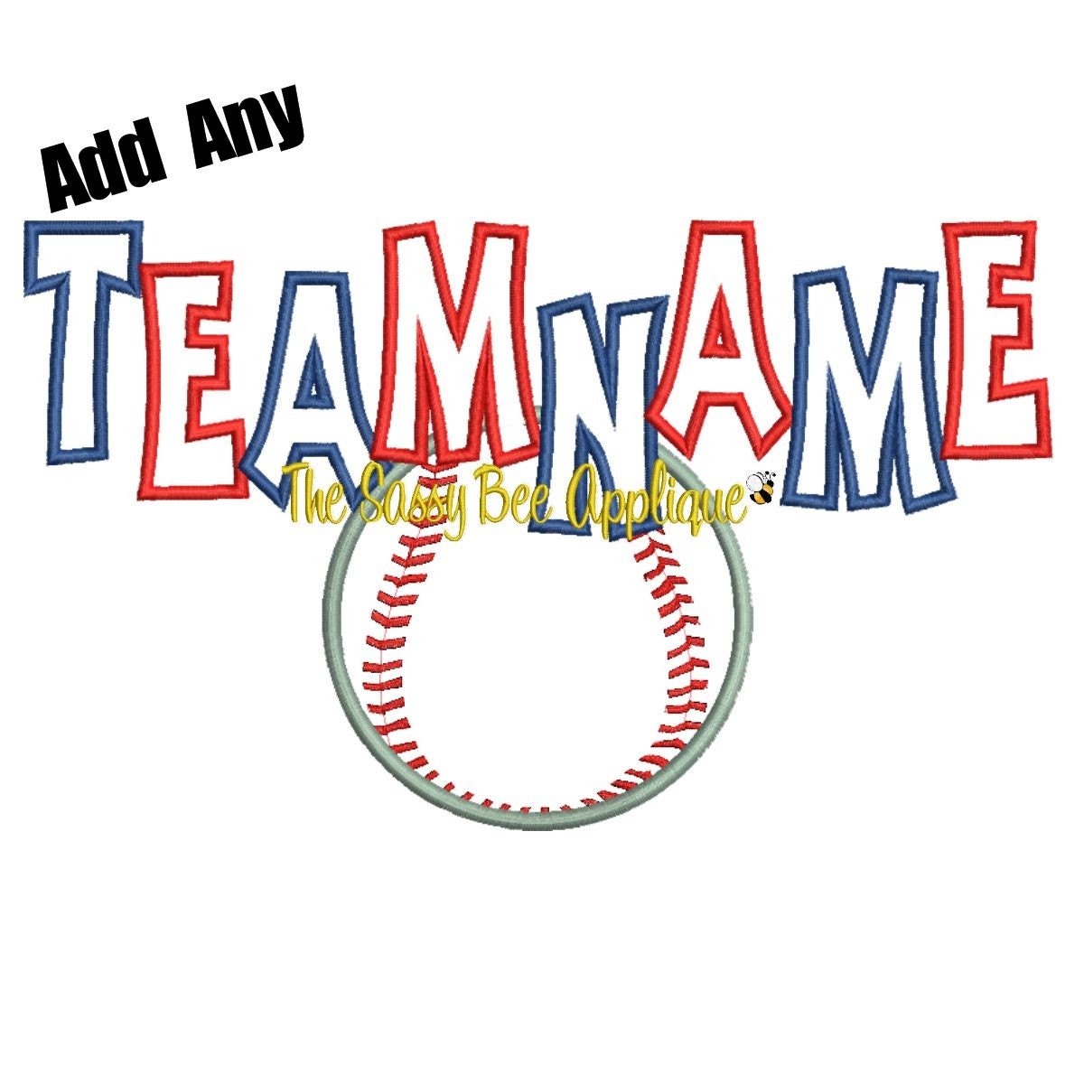 Custom TEAM NAME BASEBALL Design - Machine Embroidery Design - Staggered Lettering
