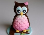 Fondant Girl Owl Cake, Cupcake Topper
