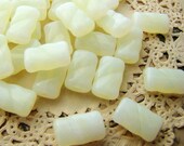 Vintage Pale Yellow Opal Beads Rectangle Ribbed Glass 13x7mm (6)