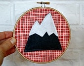3D Mountain mini embroidery hoop art 4 inch wall hanging home decor mountain art