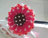 Wool Blend Felt flower Headband in pinks and blushes