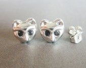 NEW -  Itty Bitty Shiny Cats - Very Sweet Cat Earrings With  Black Crystals.