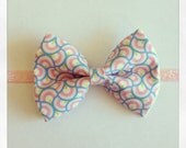 Baby bow-feminine modern print fabric and wool felt bow headband
