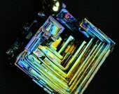 Fractal Heart, Iridescent Bismuth Crystal Pendant for your Necklace. Unique, Fractal, Artistic Jewelry