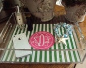 Monogrammed Lucite Tray - Monogrammed Acrylic Tray - Personalized - Serving - Vanity - PREPPY STRIPE HYPE