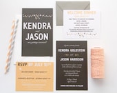 Peach & Grey Custom Wedding Invitation Suite