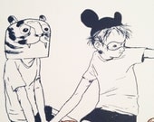 going for a ride on a turtle / hand pulled print / withinkreach