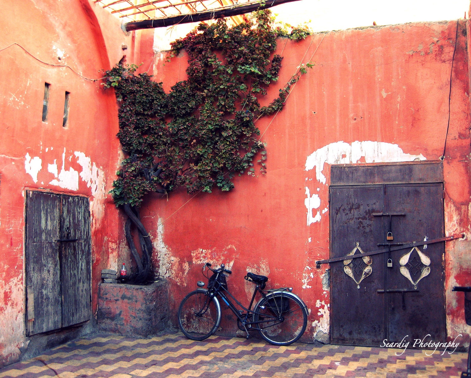 Morocco Rustic Doors and Bicycle Photo. Marrakech, 8"x10" Photograph - Travel Photography. Other Sizes Available.