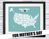 Home is Where the Heart Is - USA Word Map - 8x10 - Perfect Mother's Day Gift