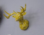 8 point faux taxidermy deer head - yellow peach blossom