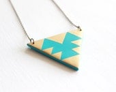 Geometric Aztec Triangle Necklace, Polymer Clay Pendant Necklace, Tribal Necklace