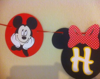 Mickey and Minnie Happy Birthday banner