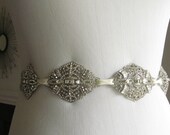 Rhinestone Sash/ Bridal Sash/ Ribbon Sash / The Elsa Sash