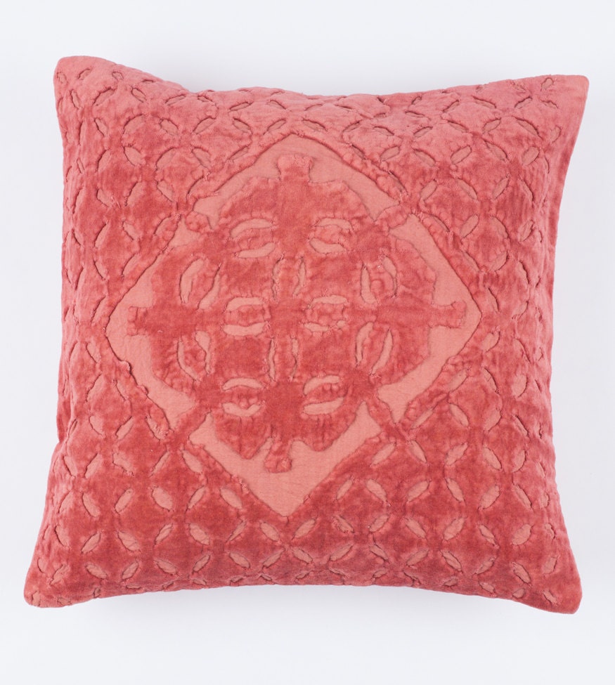 Velvet Pillow or Cushion Cover Pinkish Coral