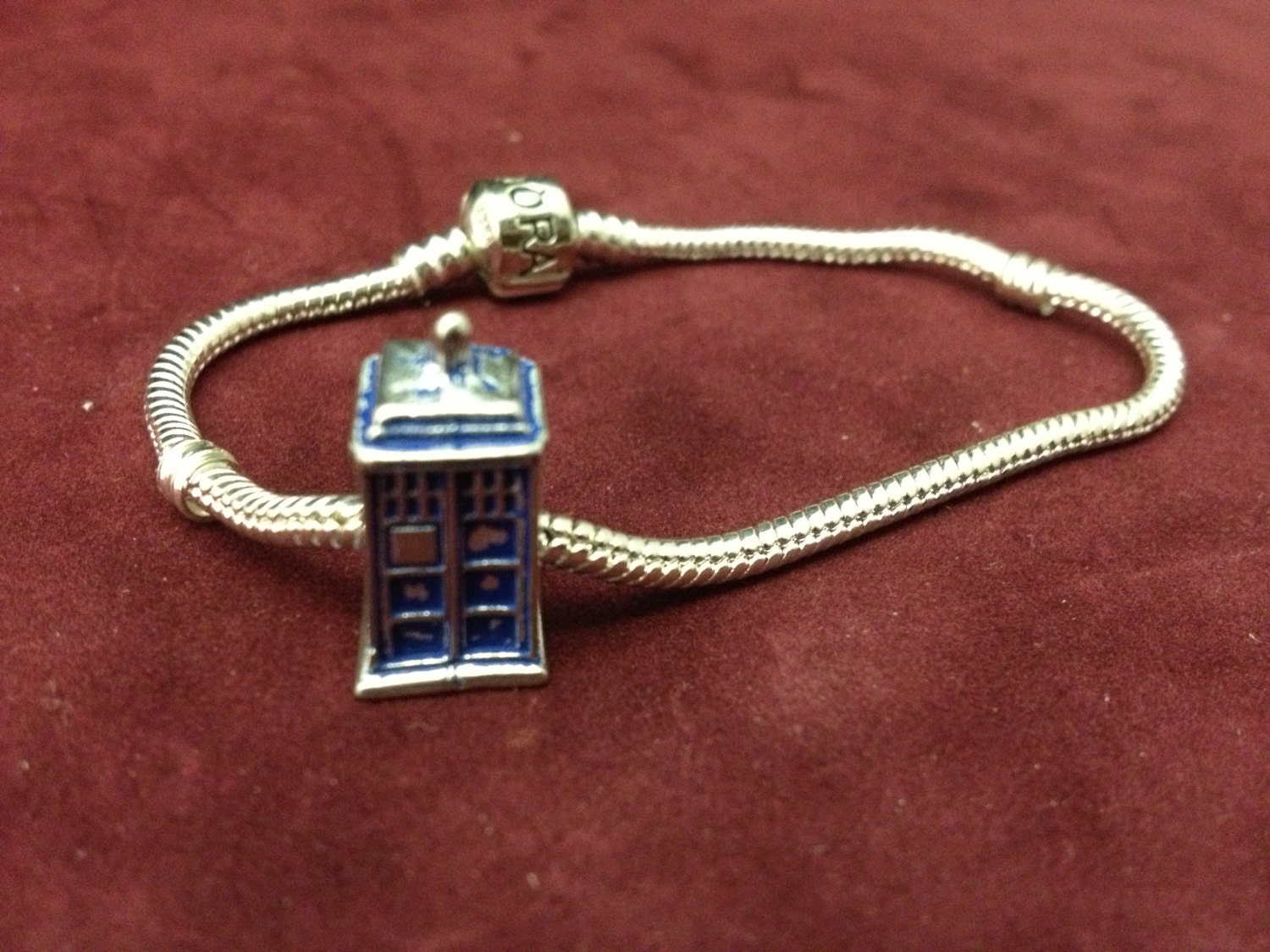 Pewter Doctor Who BLUE TARDIS European Bead