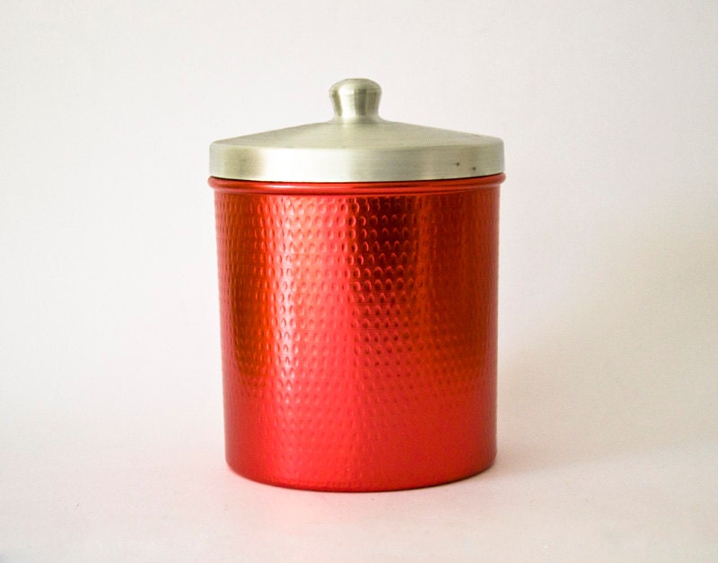 Vintage Italian Retro RED Aluminum Container