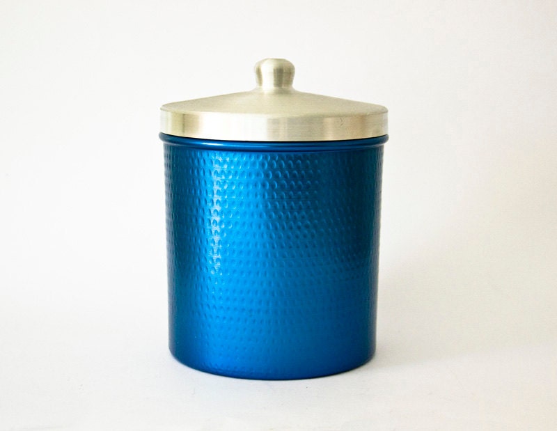 Vintage Italian Retro BLUE Aluminum Container