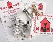 Heart and Home Cookie Cutter Set - Tin Cookie Cutters & recipe card Gift Set - baking supplies party favors