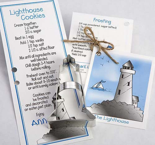 Lighthouse Cookie Cutter - Tin Cookie Cutters & recipe card Gift Set - baking supplies party favors - By the Sea cookies foundant treats
