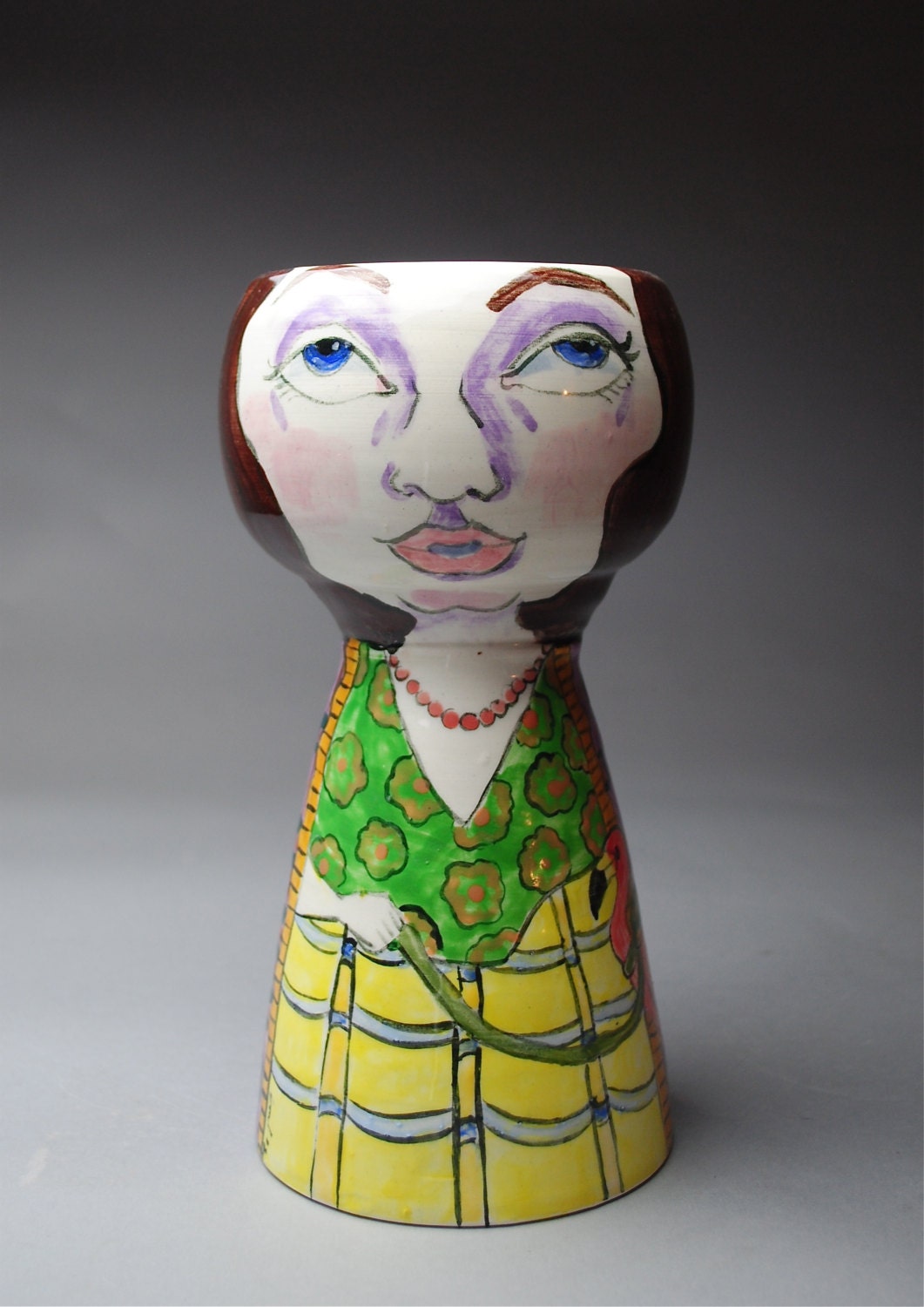 Handmade Clay Candle Holder Vase