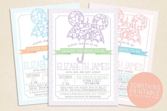 Printable DIY Fairy Tale Inspired Umbrella Bridal / Kitchen Shower Invitation Design