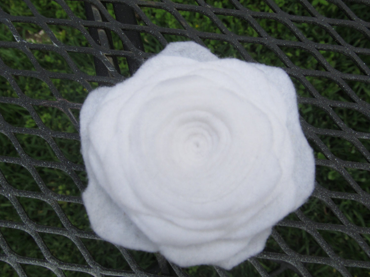 Dog Collar Flower - White Felt Rose - Wedding Dog Flower, white dog flower, felt rose flower