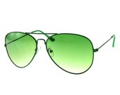 Vintage Aviator Sunglasses Green Frame with Green Lens St Patricks Day