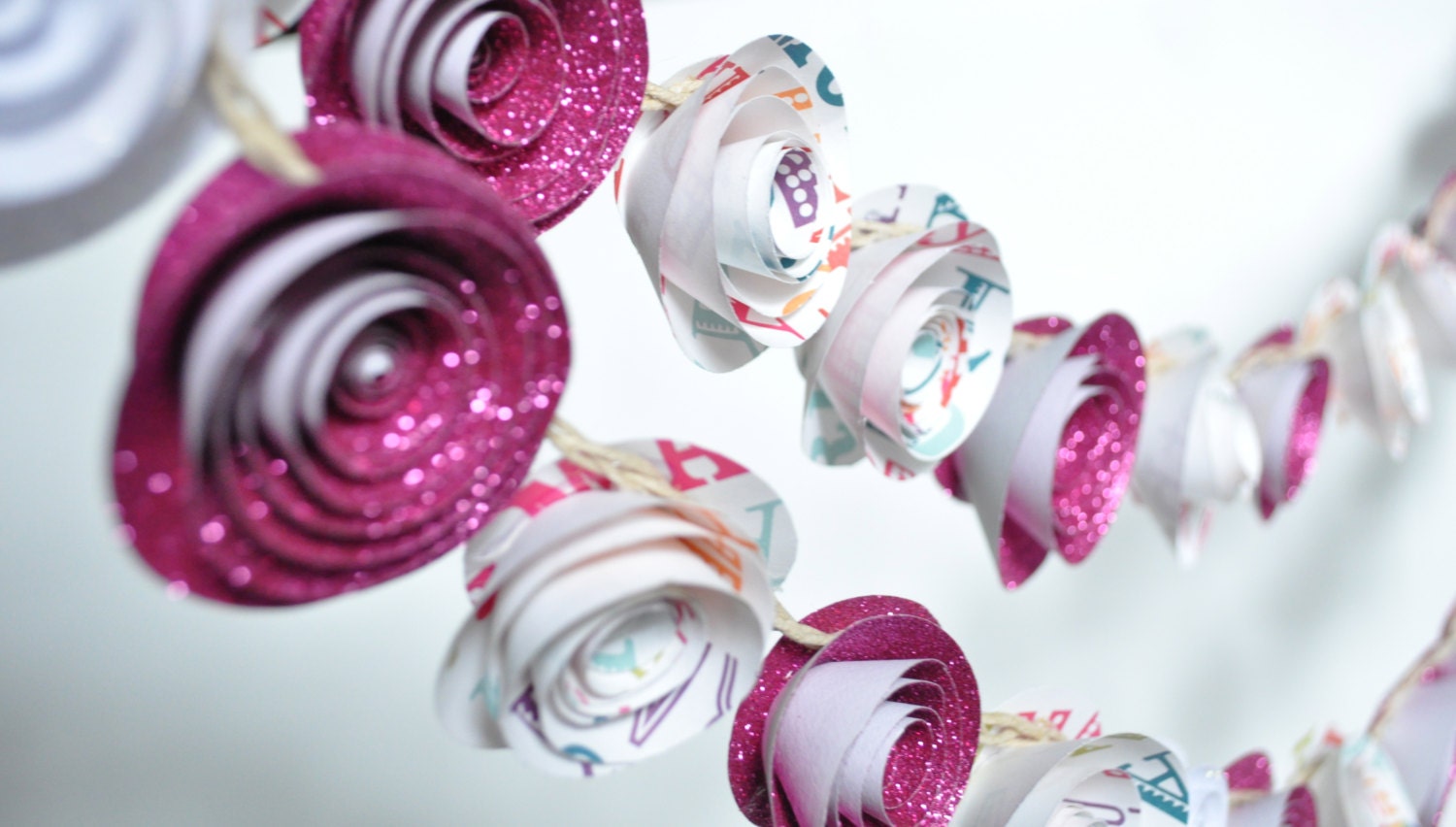 Birthday Party Garland, Paper Flower Garland Five feet