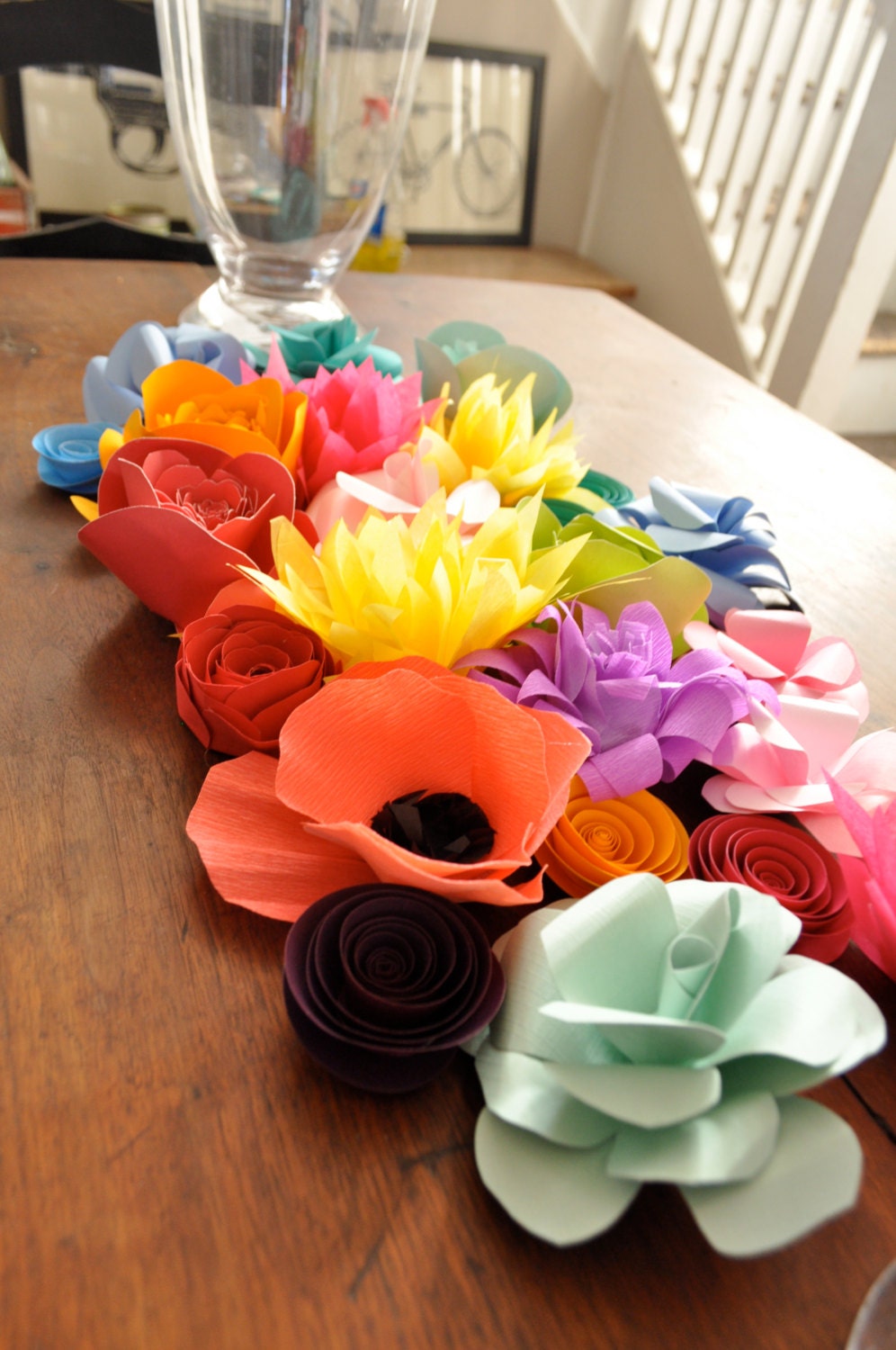 Paper Flowers Wedding Centerpiece, table decor, colorful wedding centerpiece